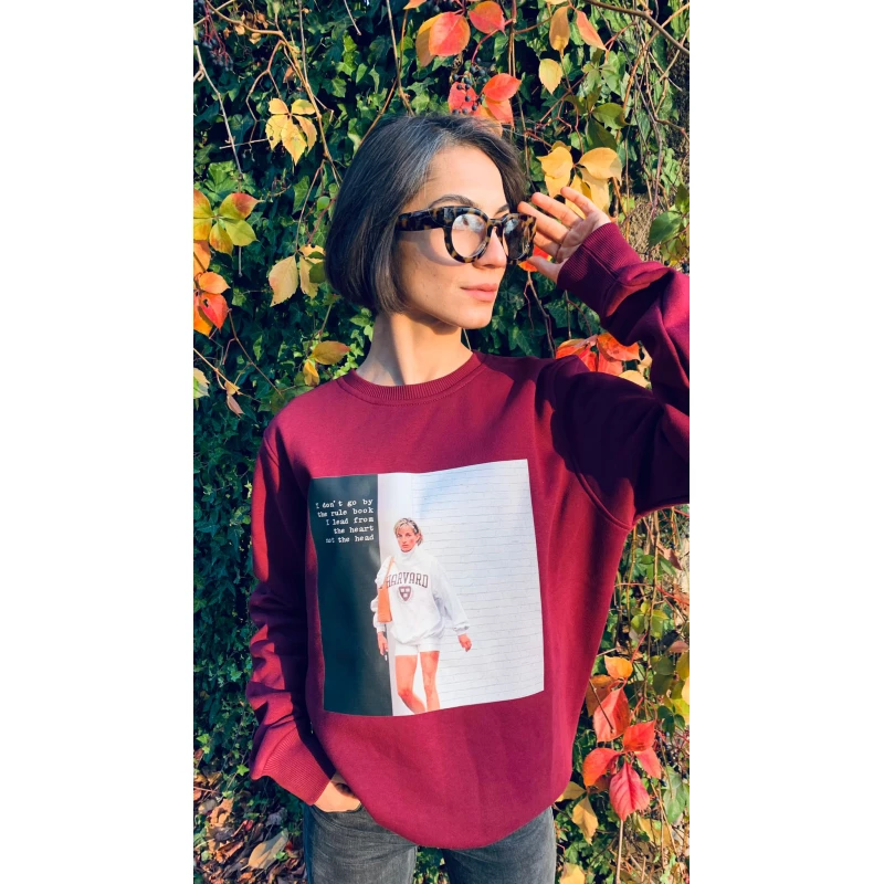 Kadın Sweatshirt Bisiklet Yaka Bordo Diana Kadın Sweatshirt Bisiklet Yaka Bordo Diana